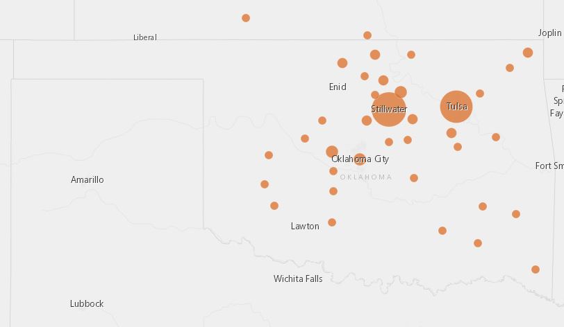 map of students' hometowns